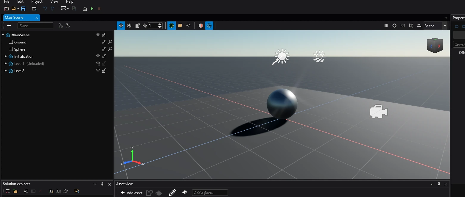 An image showing a scene being edited in the Asset Editor.