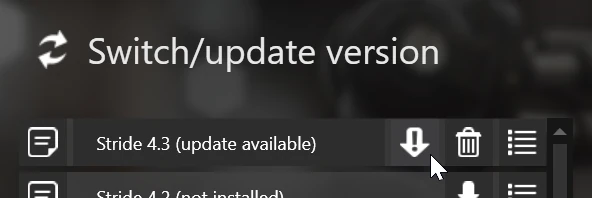 Picture of the update button in the Stride Launcher.