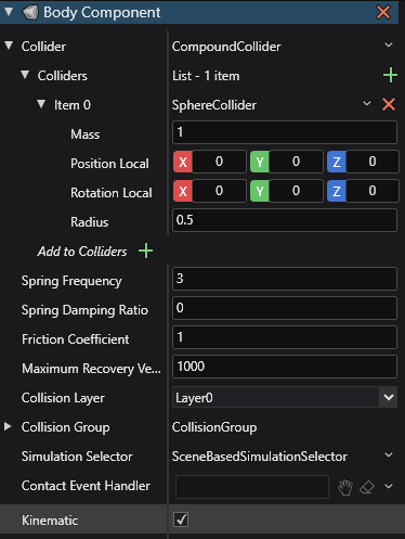 Check 'Is kinematic'