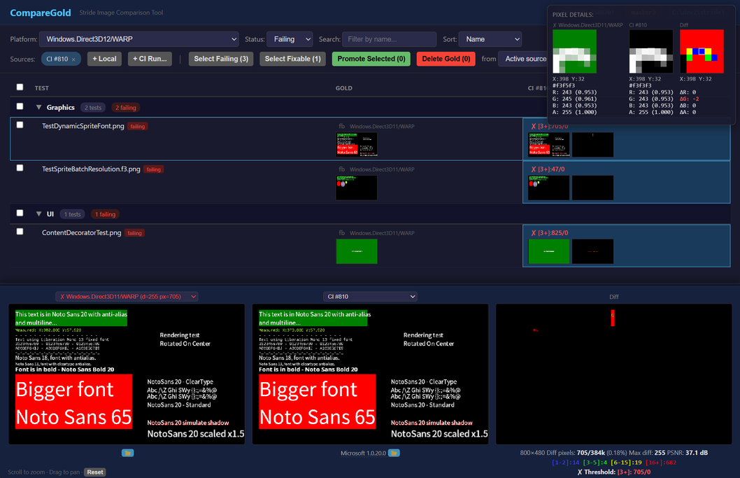 CompareGold reviewing image differences and promoting gold images