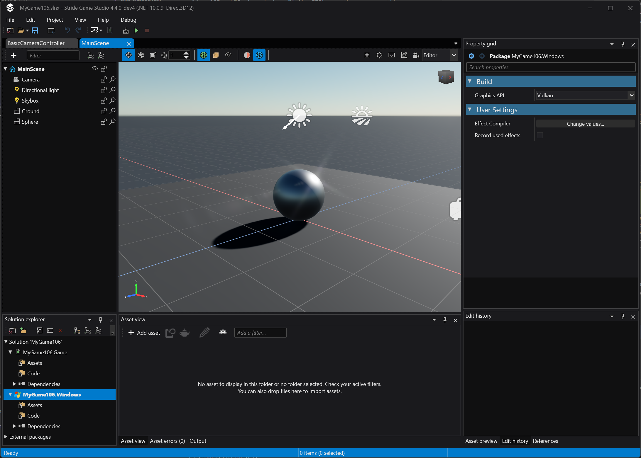 Selecting a Windows project's graphics API from the property grid