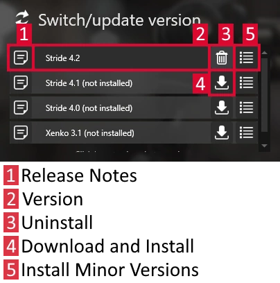 Manage versions of Stride