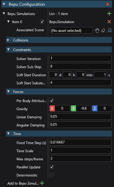 Bepu configuration